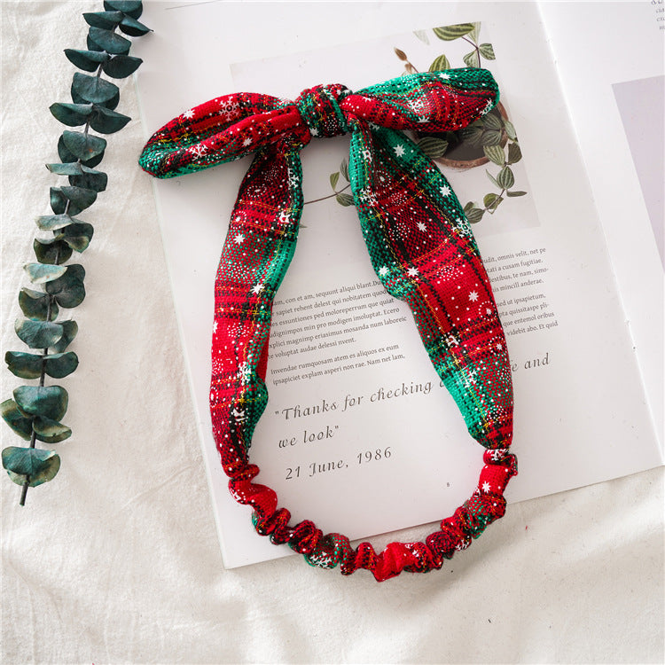 Cute Christmas Bunny Ears Elastic Knotted Headband 6W6HBD360