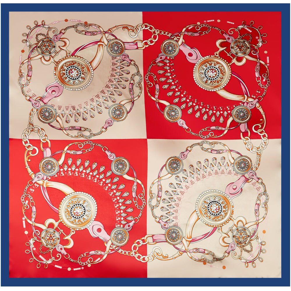 Vintage Splicing Patterns Square Satin Scarf DP25E604