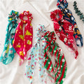 Sweet Ribbon Christmas Print Hair Scarf Scrunchie 6W6HSR444
