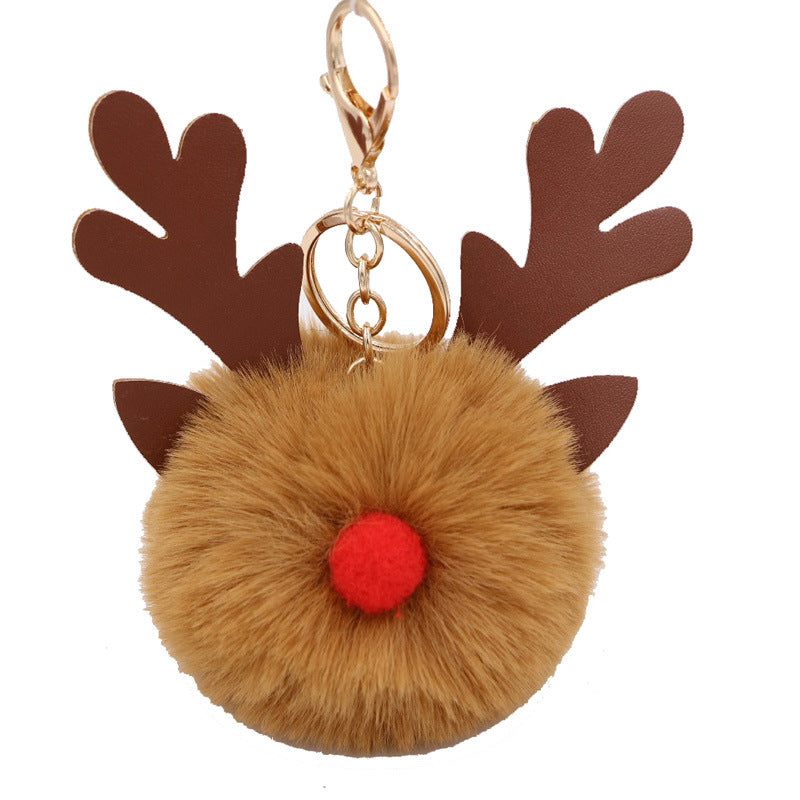 Cute Plush Christmas Reindeer Pom-Pom Bag Charm 6W10BBC703