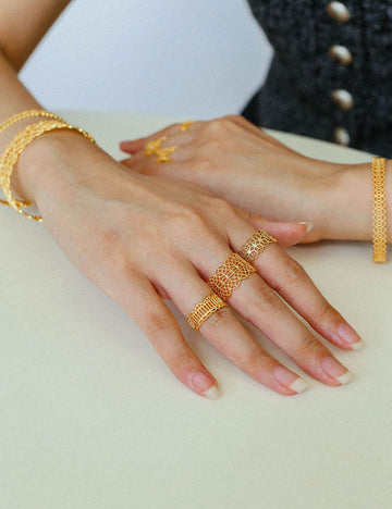 Vintage Lace Hollow Out Open Adjustable Ring DP25D876