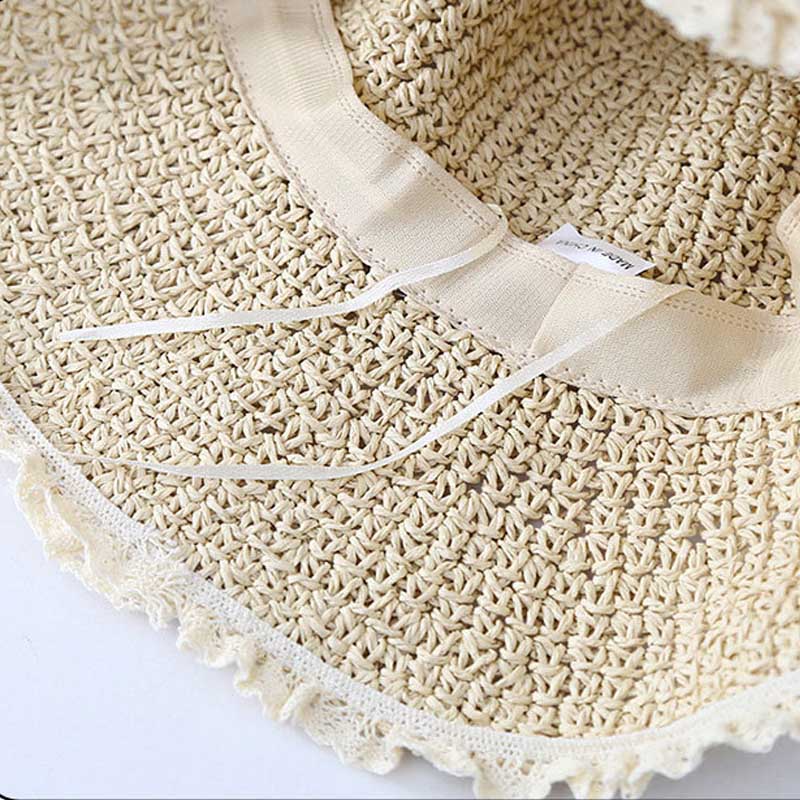 Elegant Lace Straw Bucket Hat - DippedShop Wholesale - #4819