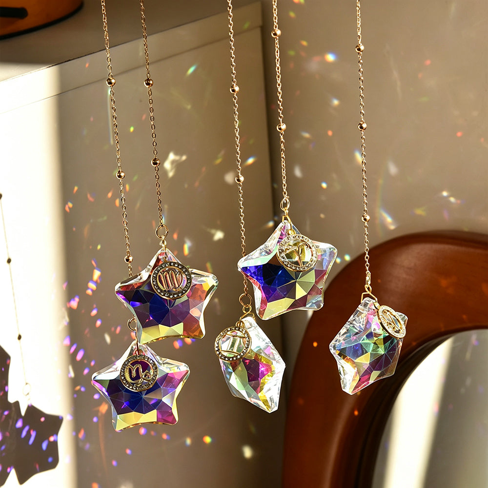 12 Zodiac Signs Crystal Star Hanging Sun Catcher 6H7HLS198