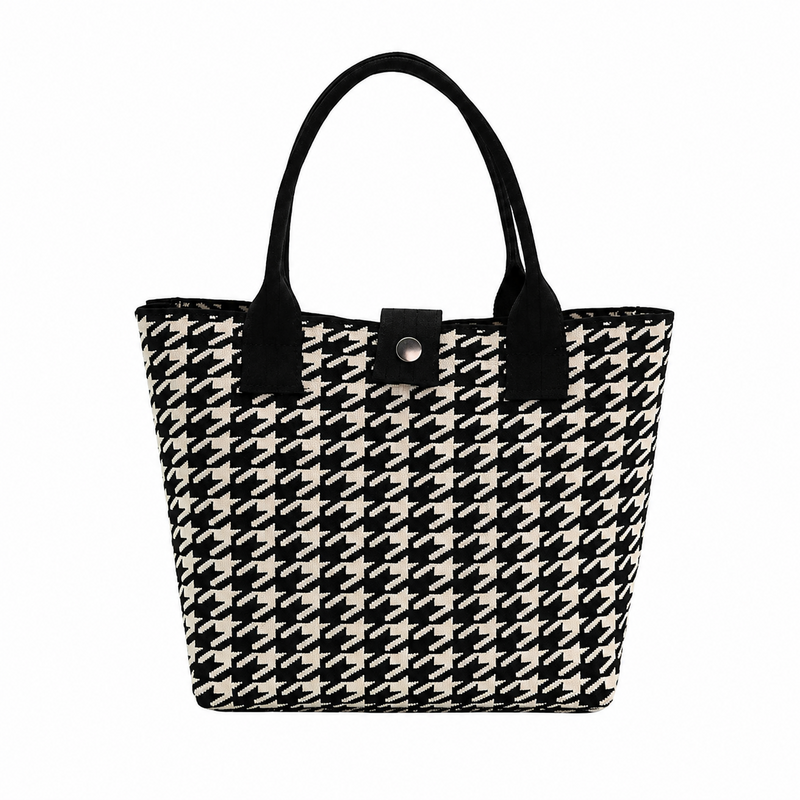 Vintgae Plaid Large Capacity Knit Tote Bag 6W10BBG1813