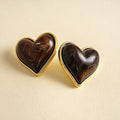Vintage Enamel Heart Gold Plated Stud Earrings 6W6JER950