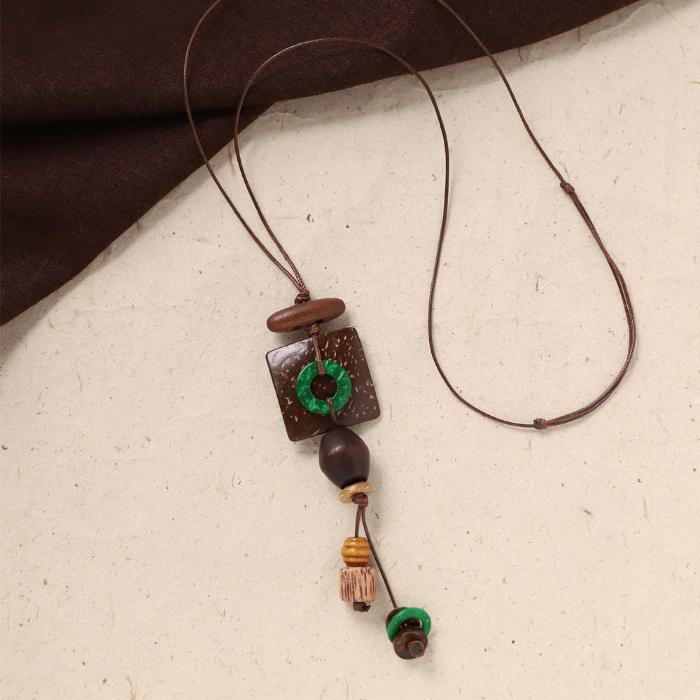 Coconut Shell Pendant Necklace - DippedShop Wholesale - #7491