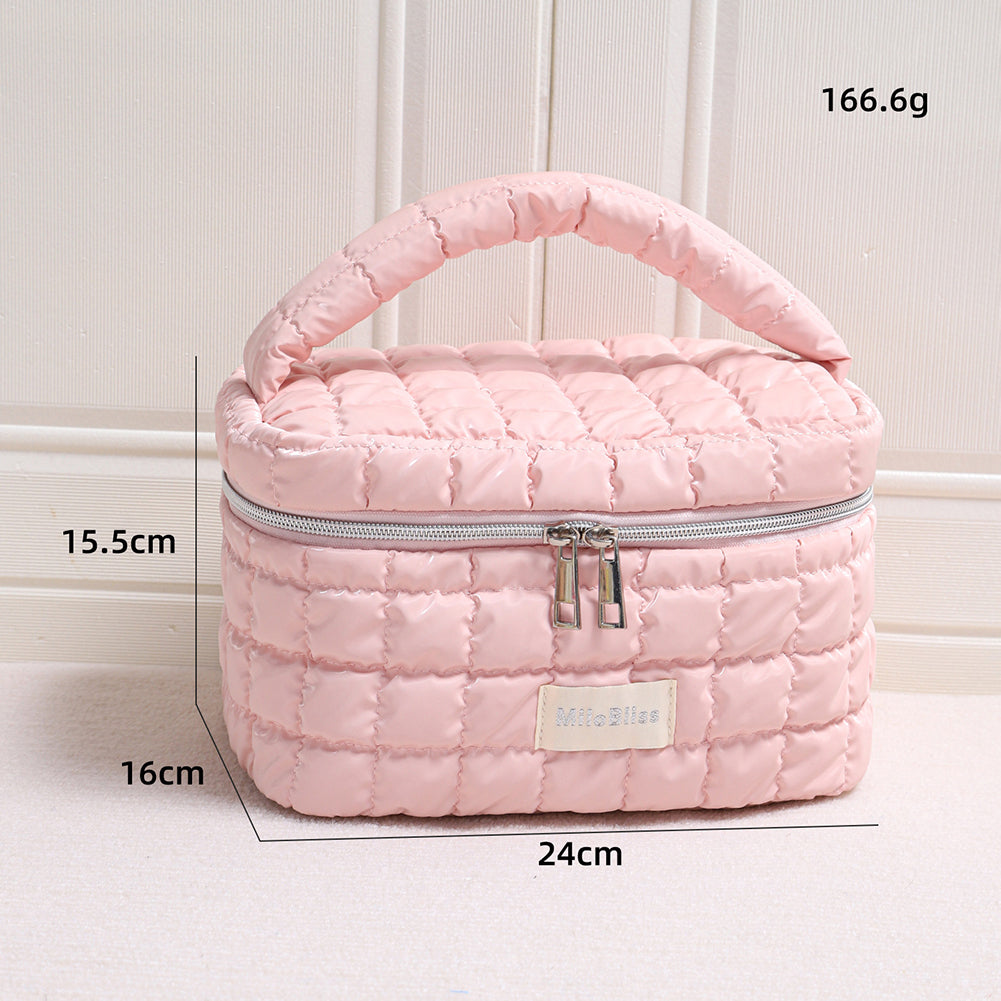 Minimalist Solid Color Quilt Shell Cosmetic Bag 6C5CO271