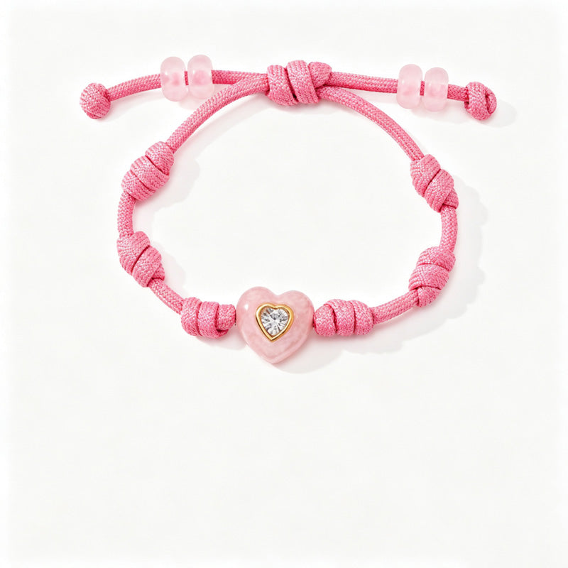 Personalized Heart Pendant Adjustable Rope Bracelet 6W6JBR532