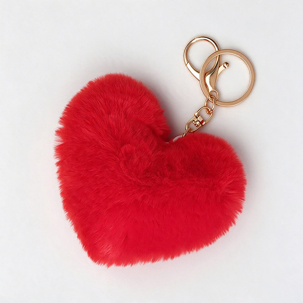 Faux Fur Heart Keychain - DippedShop Wholesale - #3523