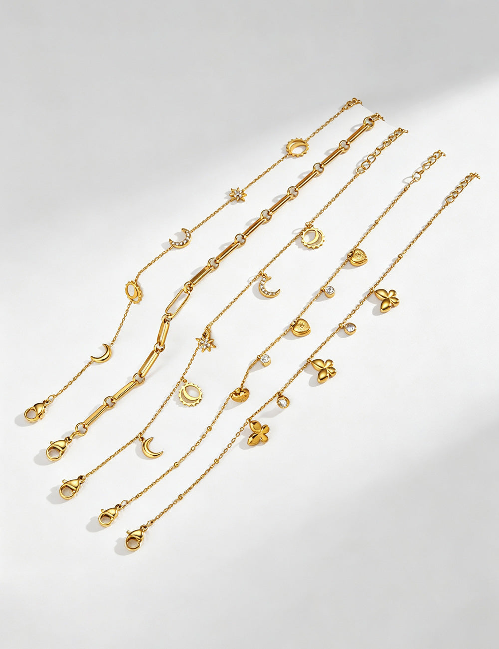 Minimalist Cubic Zirconia Gold Plated Chain Bracelet 6W6JBR522