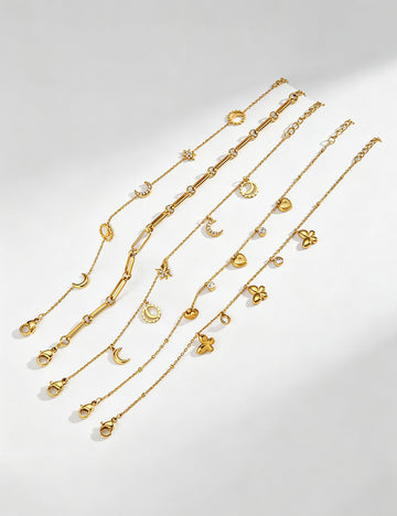 Minimalist Cubic Zirconia Gold Plated Chain Bracelet 6W6JBR522
