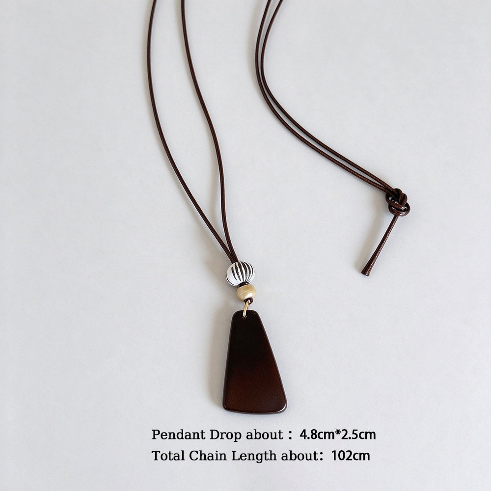 Wooden Geometric Pendant Necklace - DippedShop Wholesale - #6883