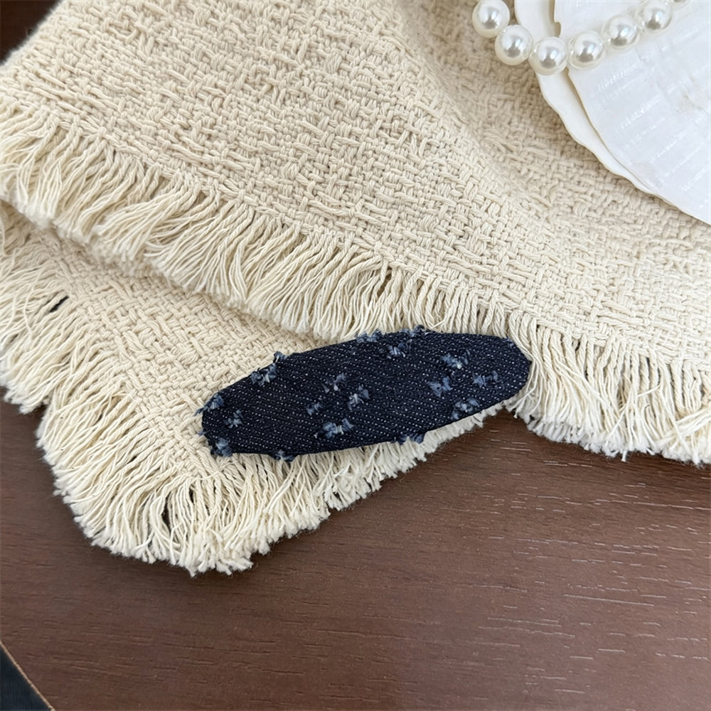 Simple Denim Frayed Hem No-Crease Hair Clip 6W6HCP1623