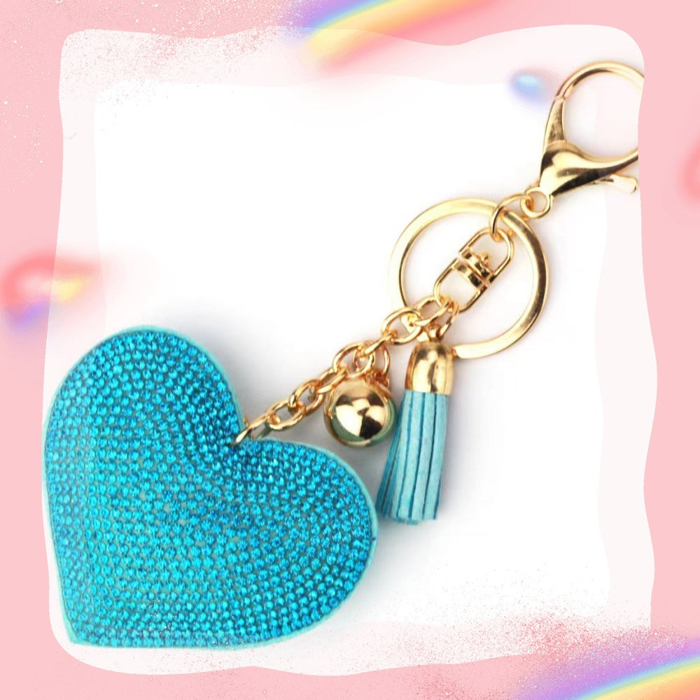 Rhinestone Heart Tassel Bag Charm - DippedShop Wholesale - #5875