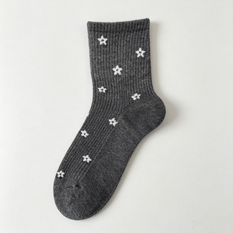Flower Print Crew Socks - DippedShop Wholesale - #7251