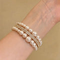 Vinatge Multi-Layer Pearl Rhinestone Bangle Bracelet 6W6JBR588