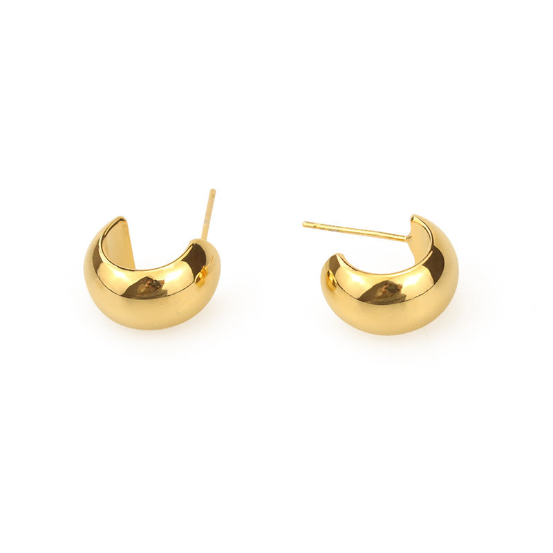 Gold Plated C Stud Earrings - DippedShop Wholesale - #6419