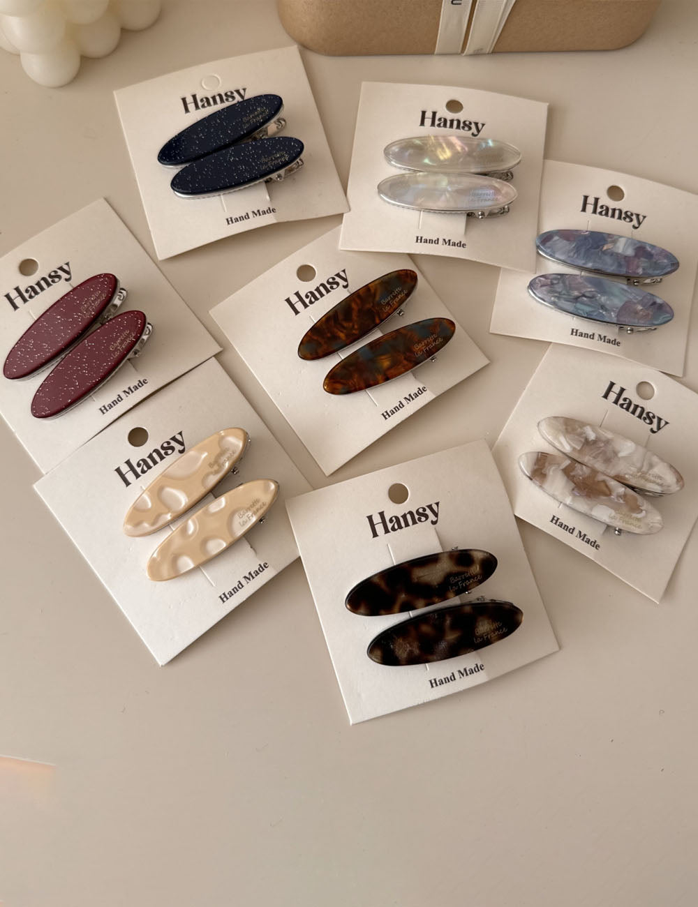 Oval Multicolor Acetate Hair Clips - DippedShop Wholesale - #9059