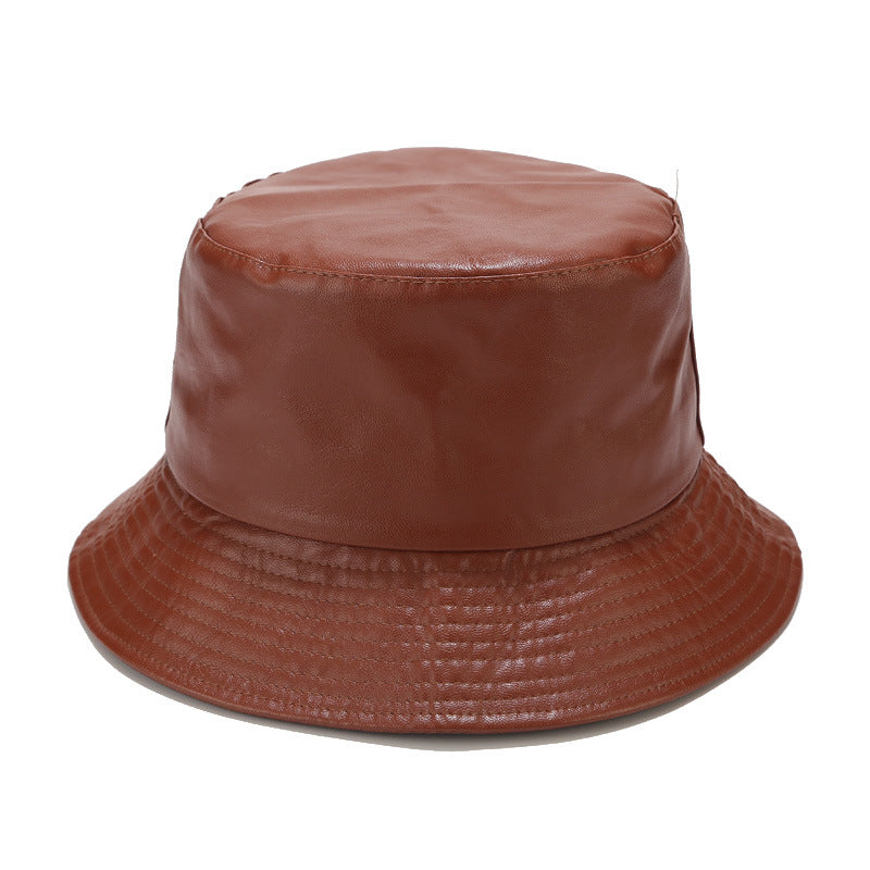 Fashion PU Leather Solid Color Bucket Hat MK2BW6W6HAT73