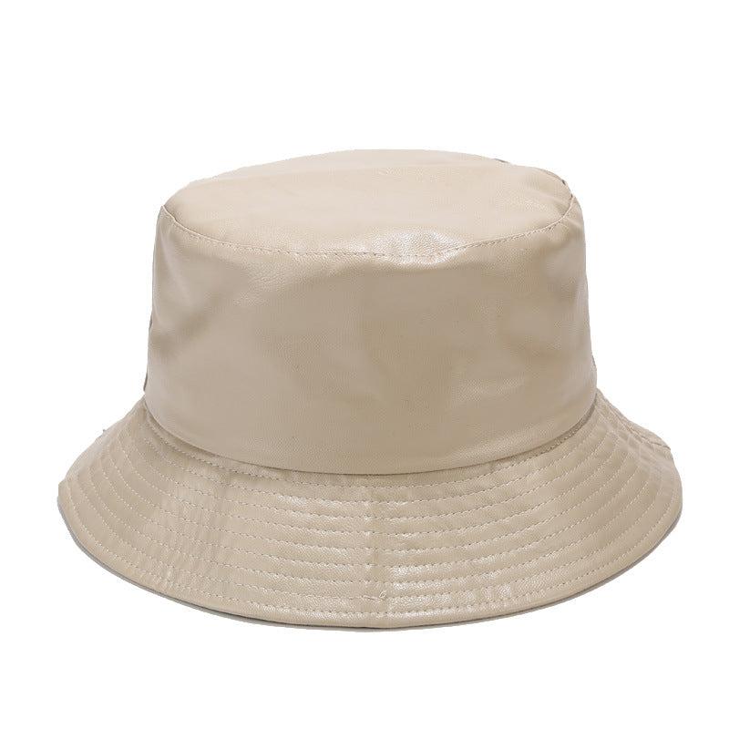 Fashion PU Leather Solid Color Bucket Hat MK2BW6W6HAT73