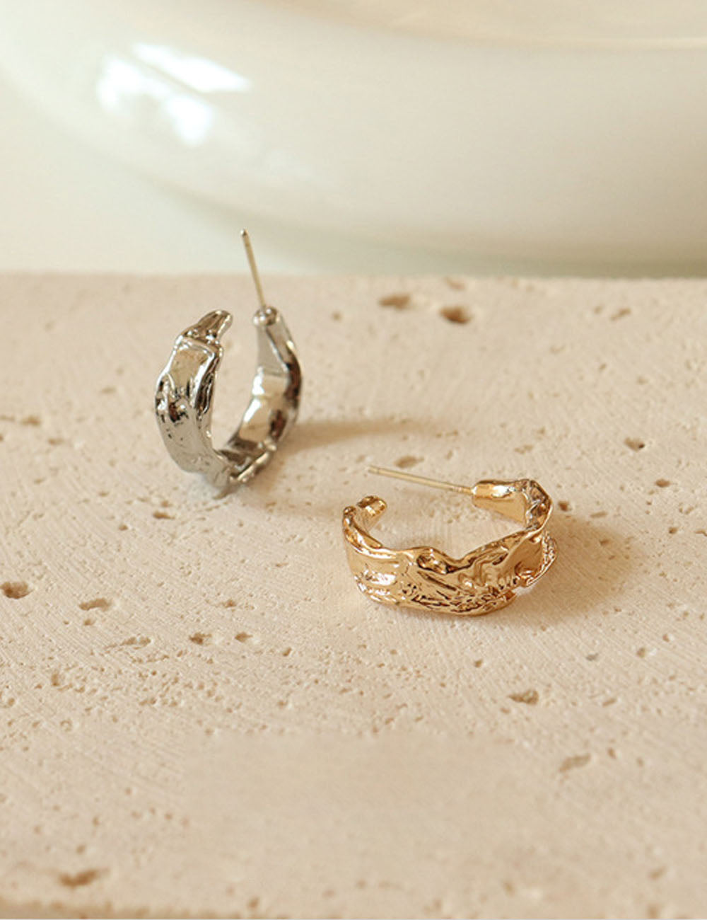 Gold Plated C-Shaped Studs - DippedShop Wholesale - #3731