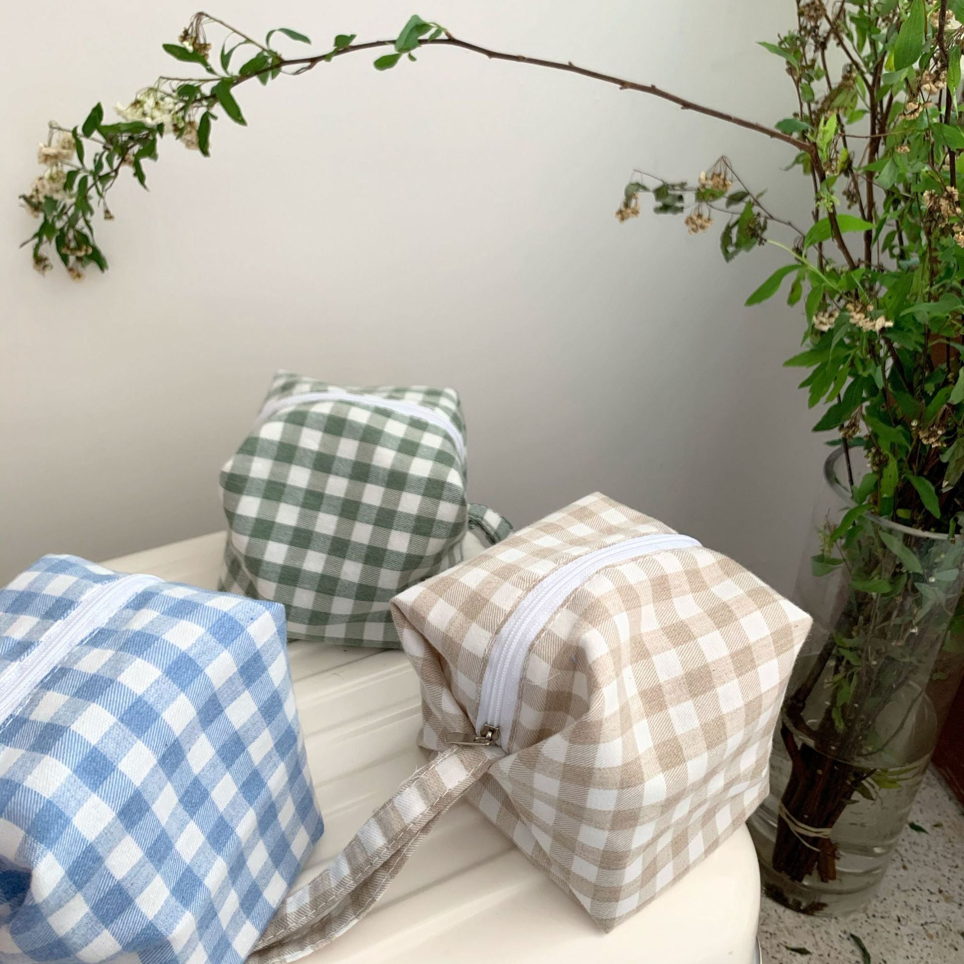 Color Contrast Plaid Mini Pouch - DippedShop Wholesale - #5779