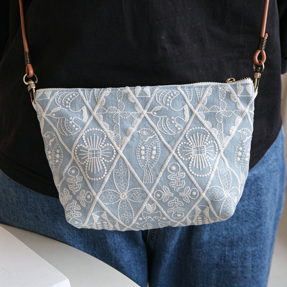 Vintage Floral Embroidery Crossbody Phone - DippedShop Wholesale - #3859