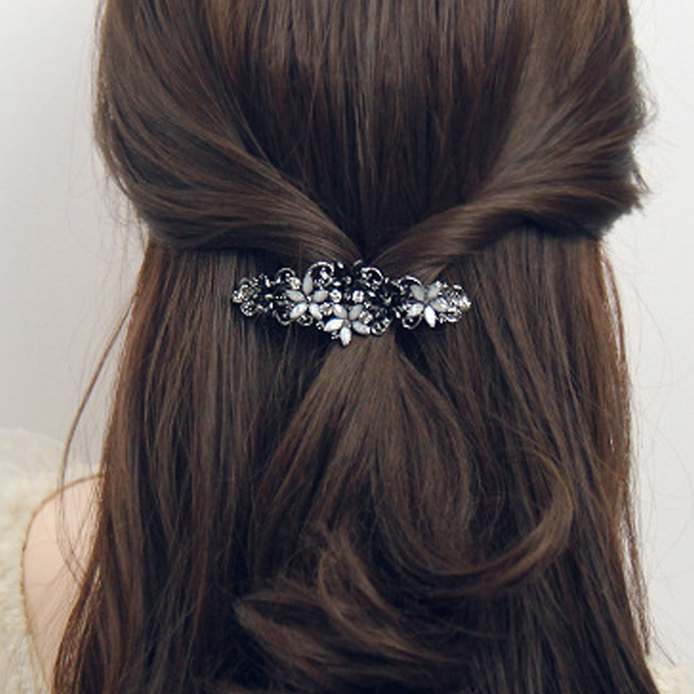 Rhinestone Flower Hair Barrette - DippedShop Wholesale - #6851
