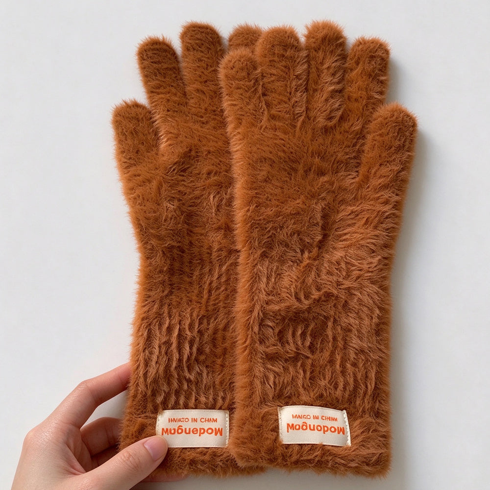Fuzzy Plush Touchscreen Gloves - DippedShop Wholesale - #2979