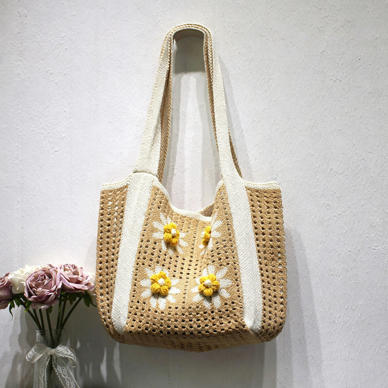 Casual Hand-Crochet Hollow Flower Tote Bag 6W10BBG1776