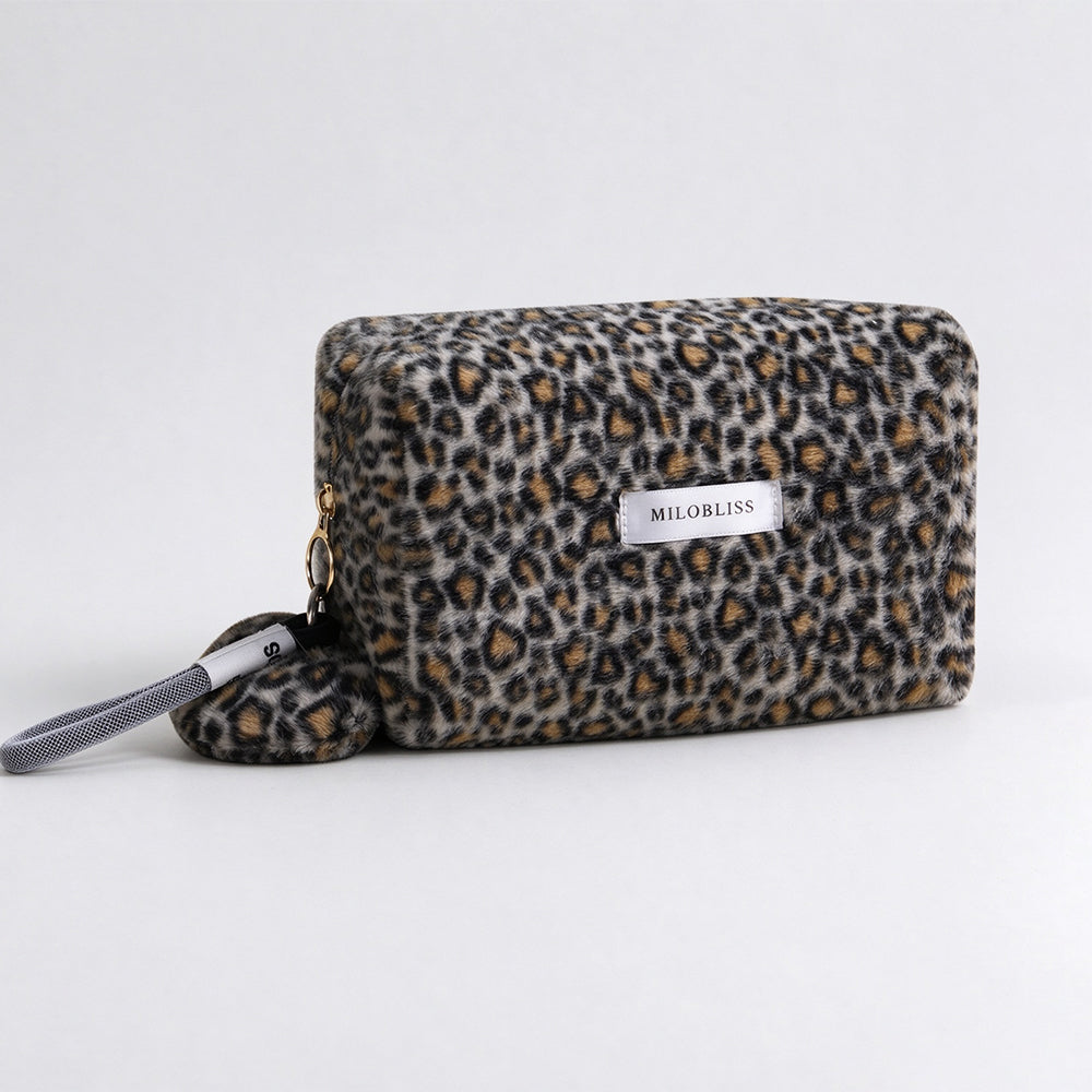 Vintage Leopard Pattern Plush Cosmetic Bag 6C5CO269