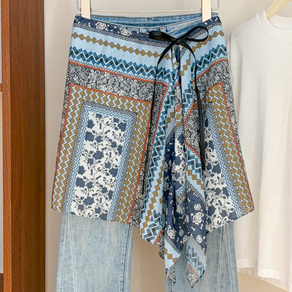 Boho Paisley Print Tie Waist Hip Scarf 6W6NSC232