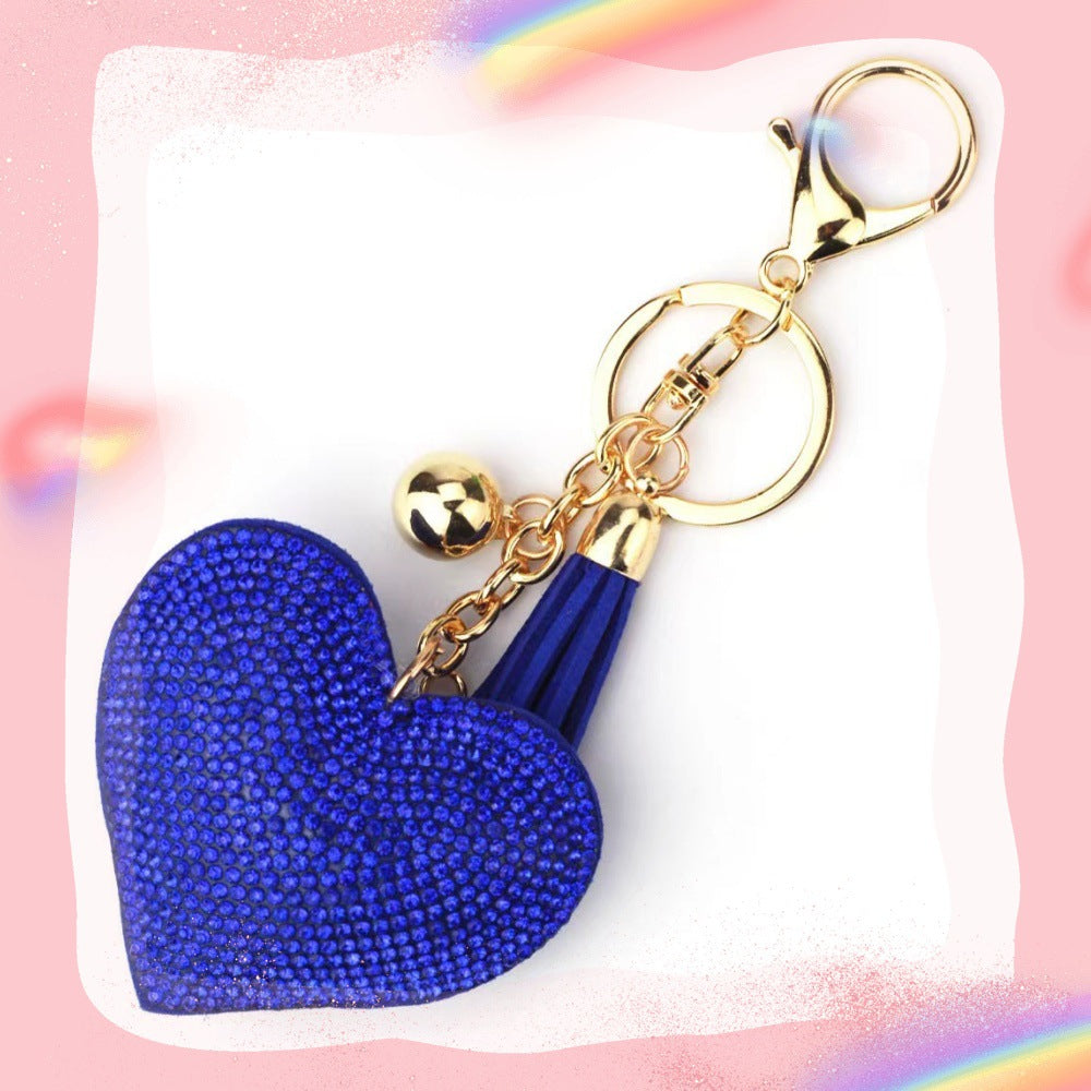 Rhinestone Heart Tassel Bag Charm - DippedShop Wholesale - #8643