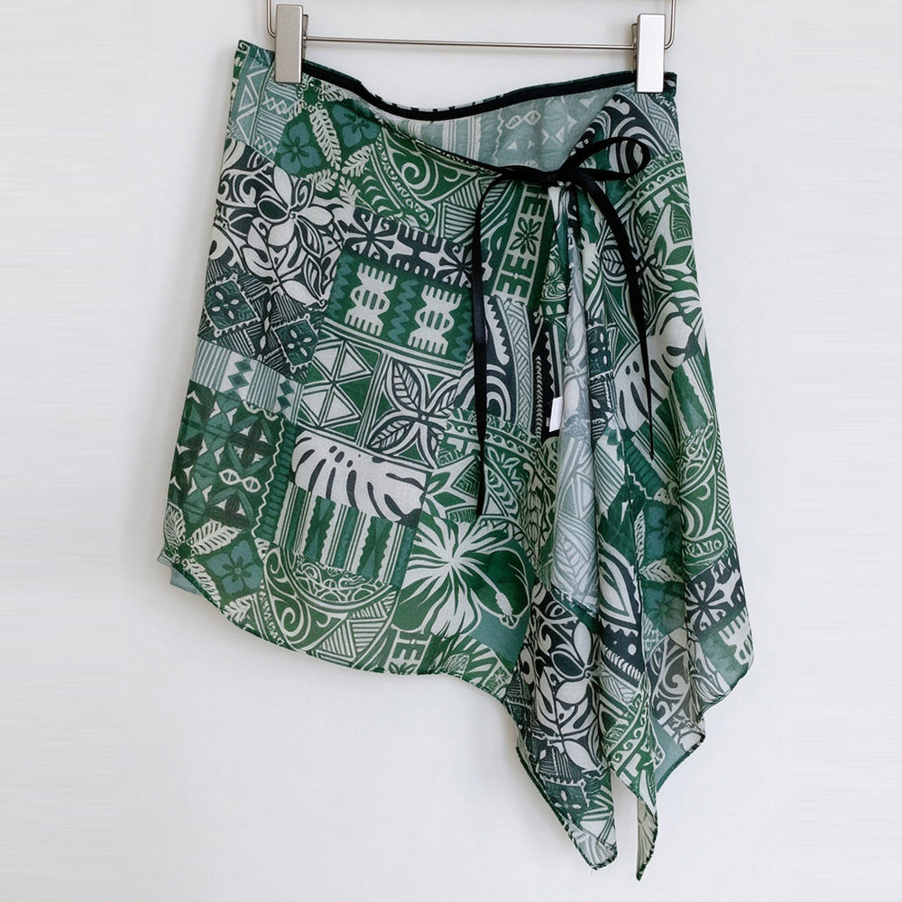 Retro Floral Print Asymmetrical Tie Waist Hip Scarf 6W1SL44