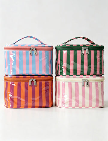 Color Block Striped Makeup Bag - DippedShop Wholesale - #3443