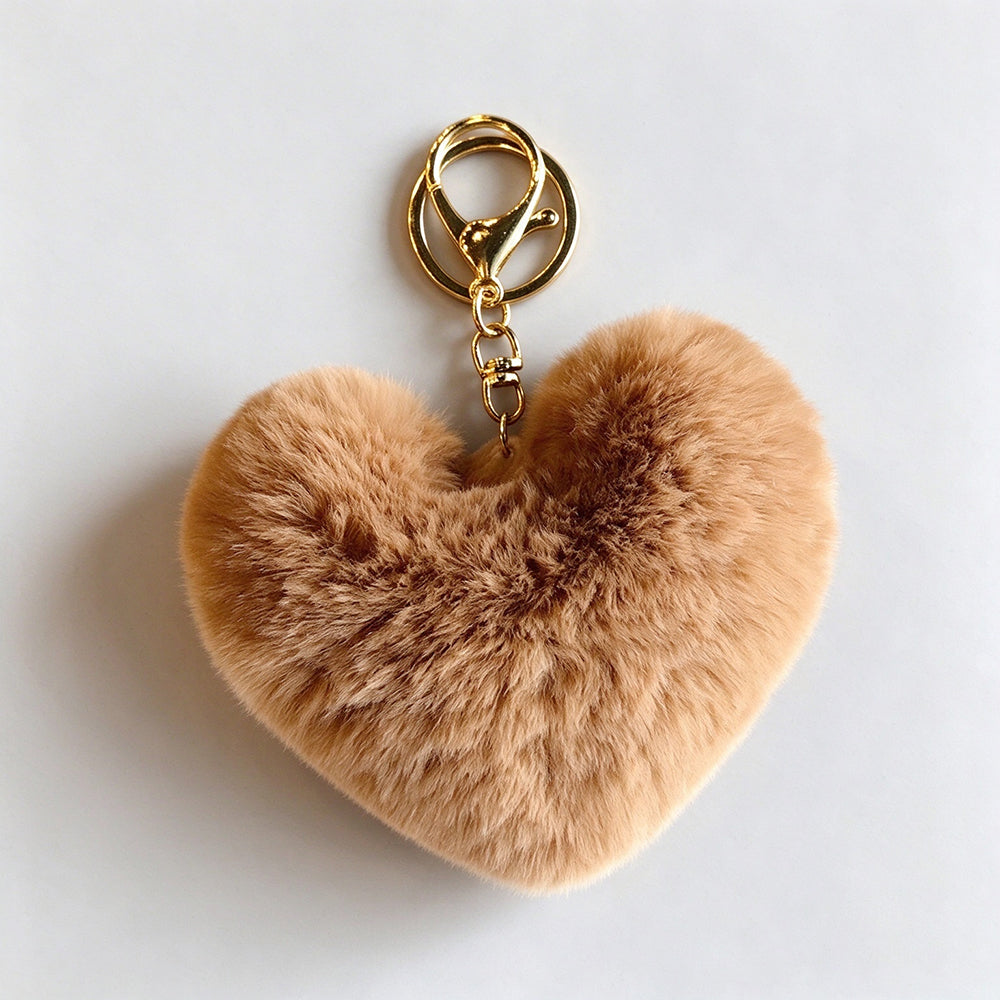 Faux Fur Heart Keychain - DippedShop Wholesale - #2899