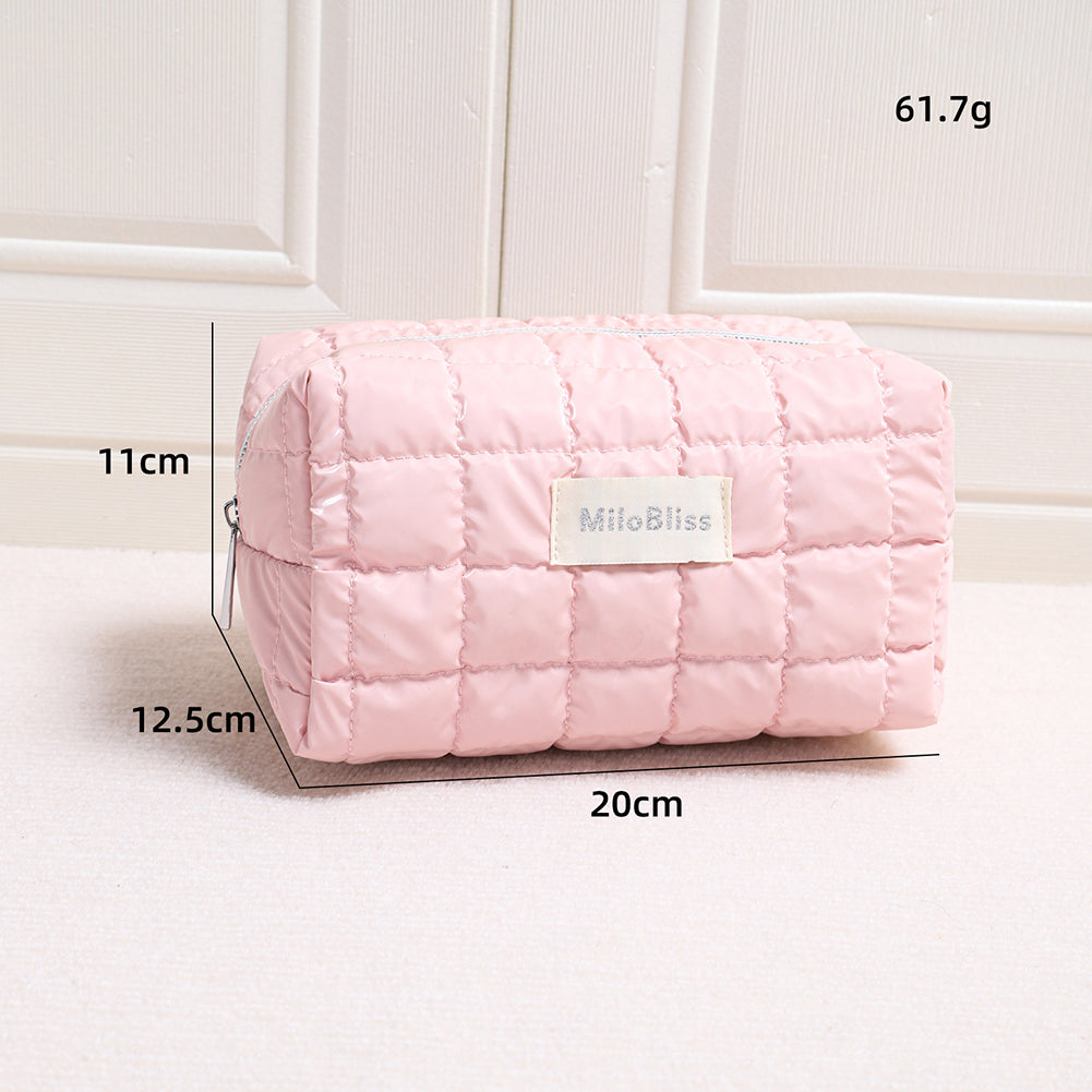 Minimalist Solid Color Quilt Shell Cosmetic Bag 6C5CO271