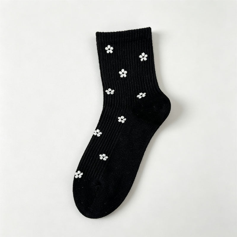 Flower Print Crew Socks - DippedShop Wholesale - #0019
