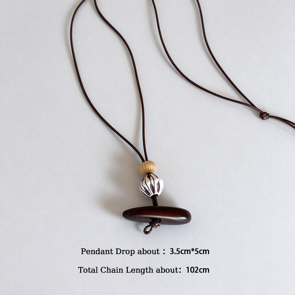 Wooden Geometric Pendant Necklace - DippedShop Wholesale - #4115