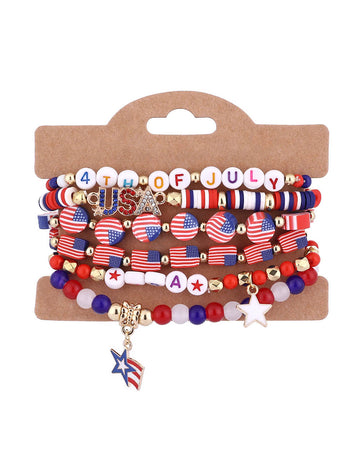 American Flag Multi-Layered Beaded Bracelet DP25D533