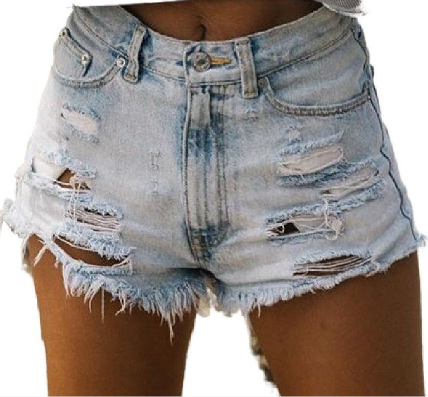 Ripped Distressed Raw Hem Denim Shorts DP25B682