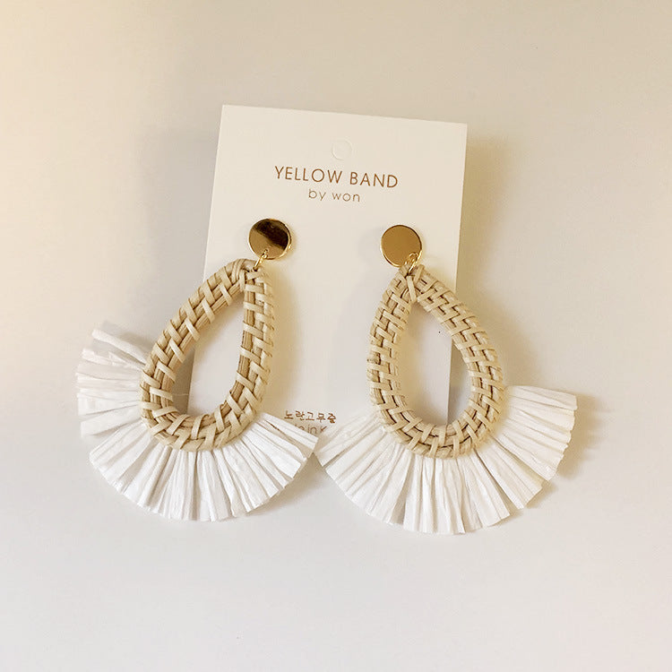 Scalloped Tassel Rattan Vacation Earrings DPJE1716