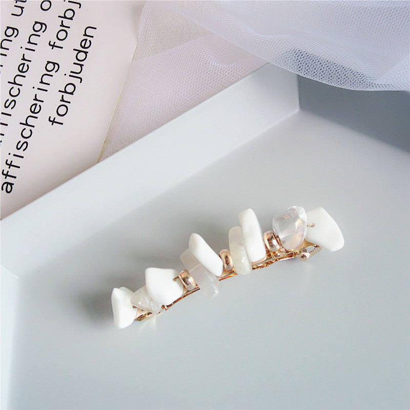Dainty Irregular Stone Beaded Hair Barrette 6W6HCP1262