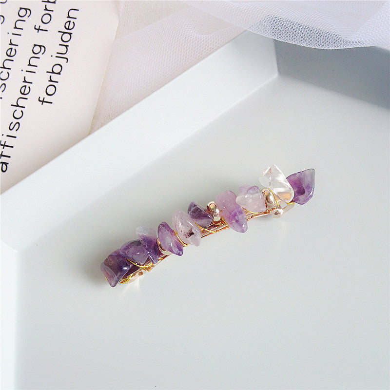 Dainty Irregular Stone Beaded Hair Barrette 6W6HCP1262