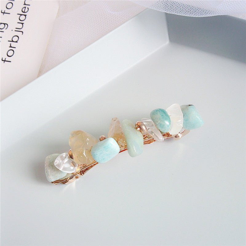 Dainty Irregular Stone Beaded Hair Barrette 6W6HCP1262