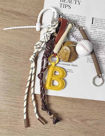 Vintage Braided Rope Baseball Keychain Bag Charm DP25E497