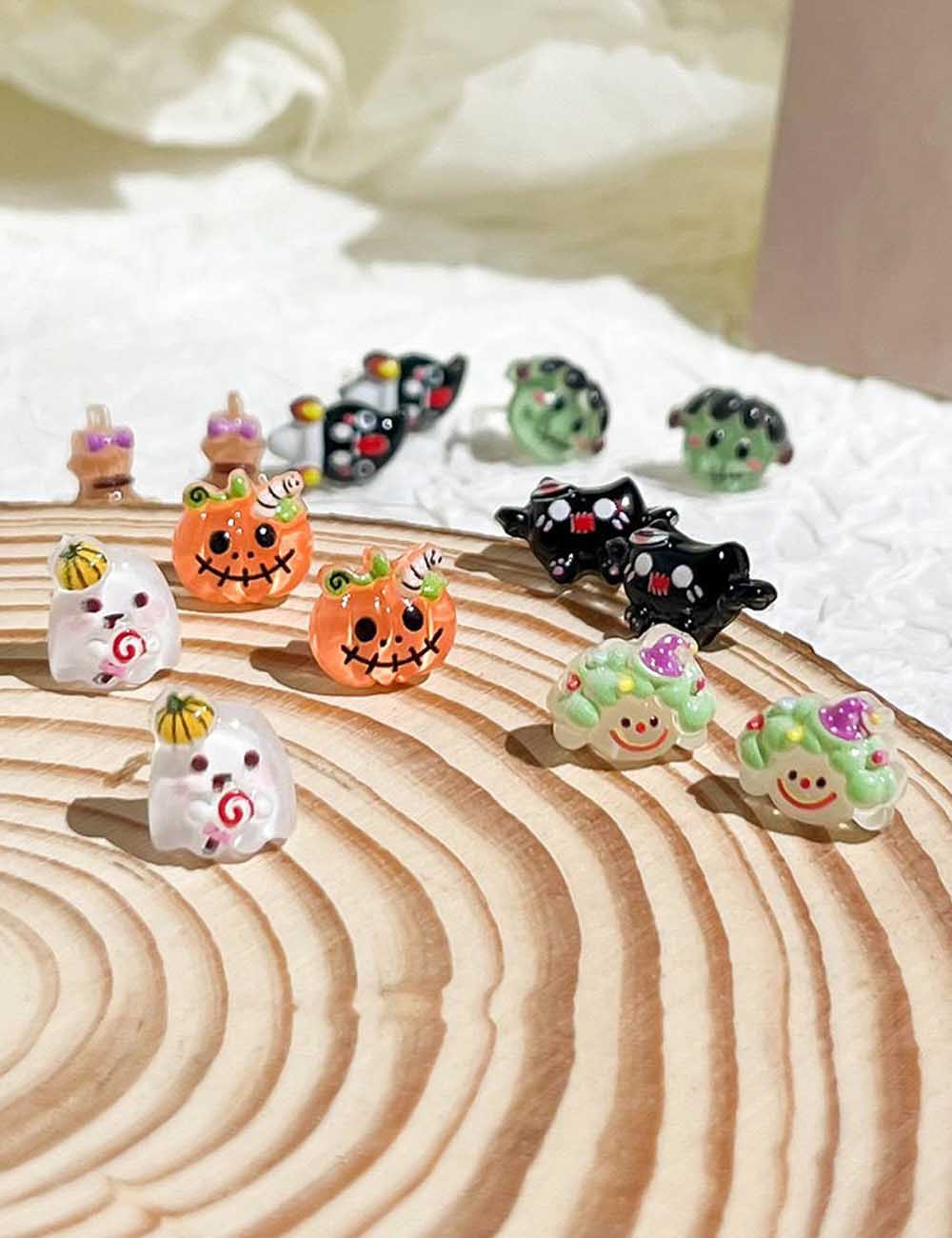 Cute Mini Pumpkin Ghost Halloween Stud Earrings DP25G510