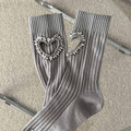 Rhinestone Heart Socks - DippedShop Wholesale - #9027