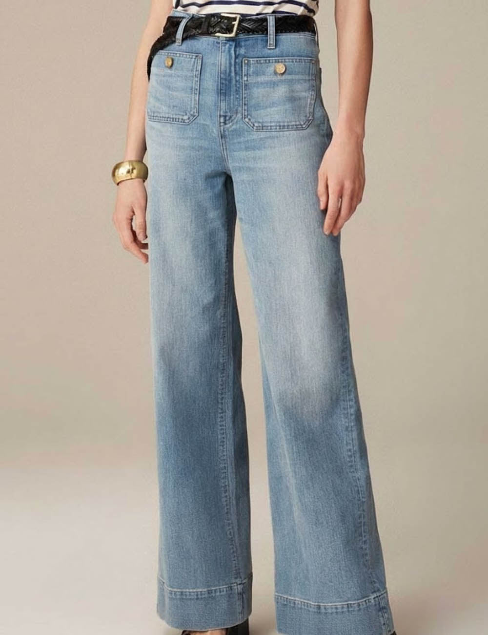 Simple Mid Waist Wide Leg Denim Pants DP25G682