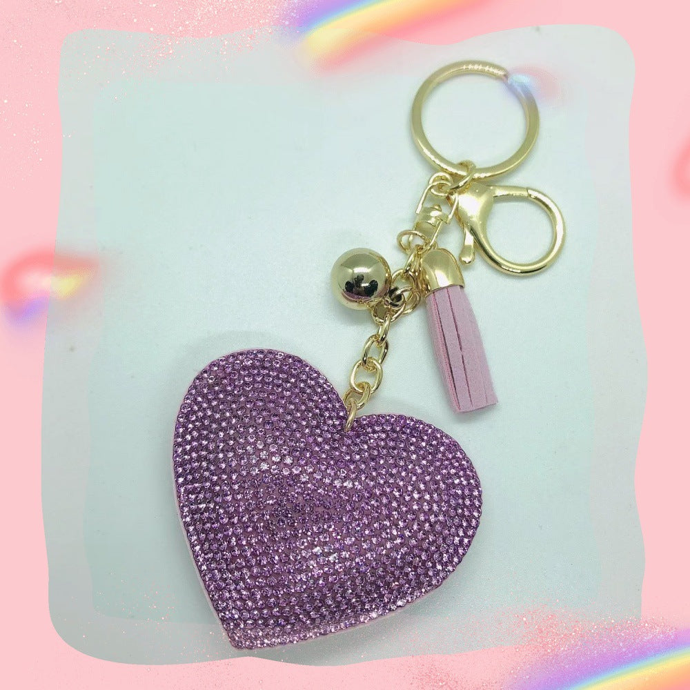 Rhinestone Heart Tassel Bag Charm - DippedShop Wholesale - #1411